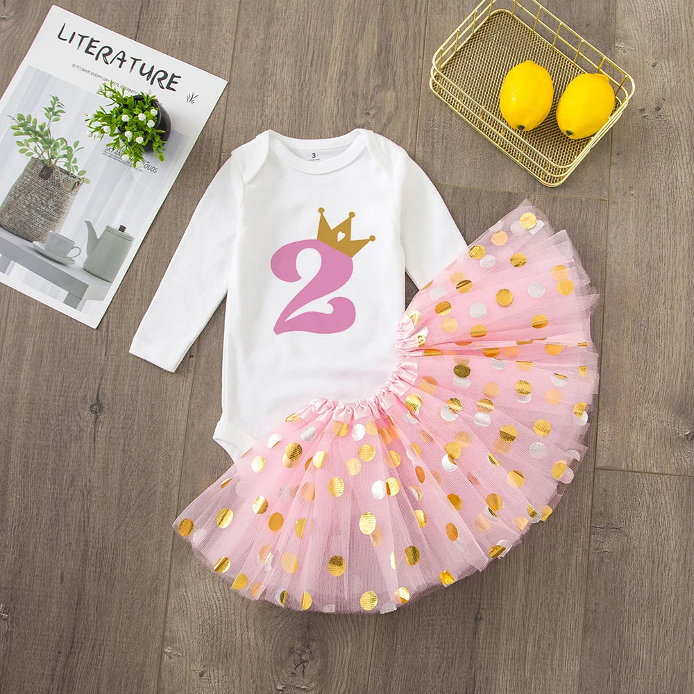 Fantasia de 1º Aniversário para Bebê Menina – Conjunto com Vestido para Festa de Aniversário