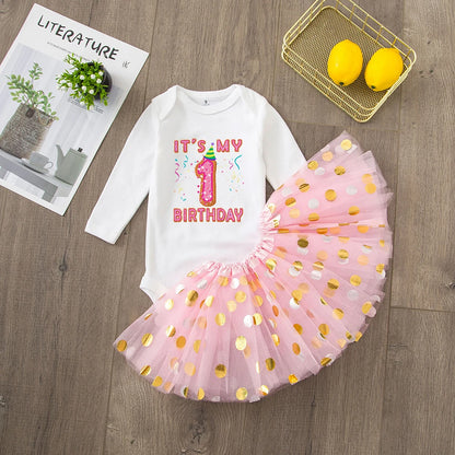 Fantasia de 1º Aniversário para Bebê Menina – Conjunto com Vestido para Festa de Aniversário