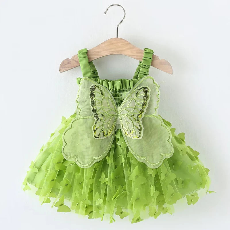 Vestido de princesa para festa de aniversário com alça, bordado de borboleta