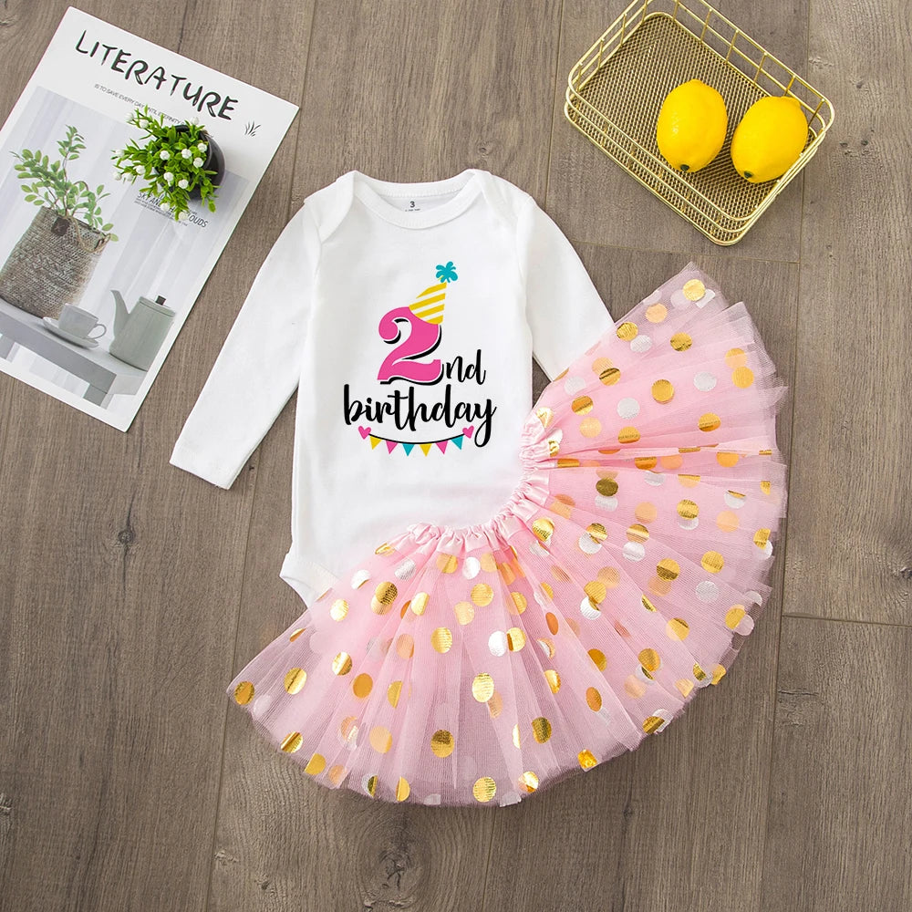 Fantasia de 1º Aniversário para Bebê Menina – Conjunto com Vestido para Festa de Aniversário
