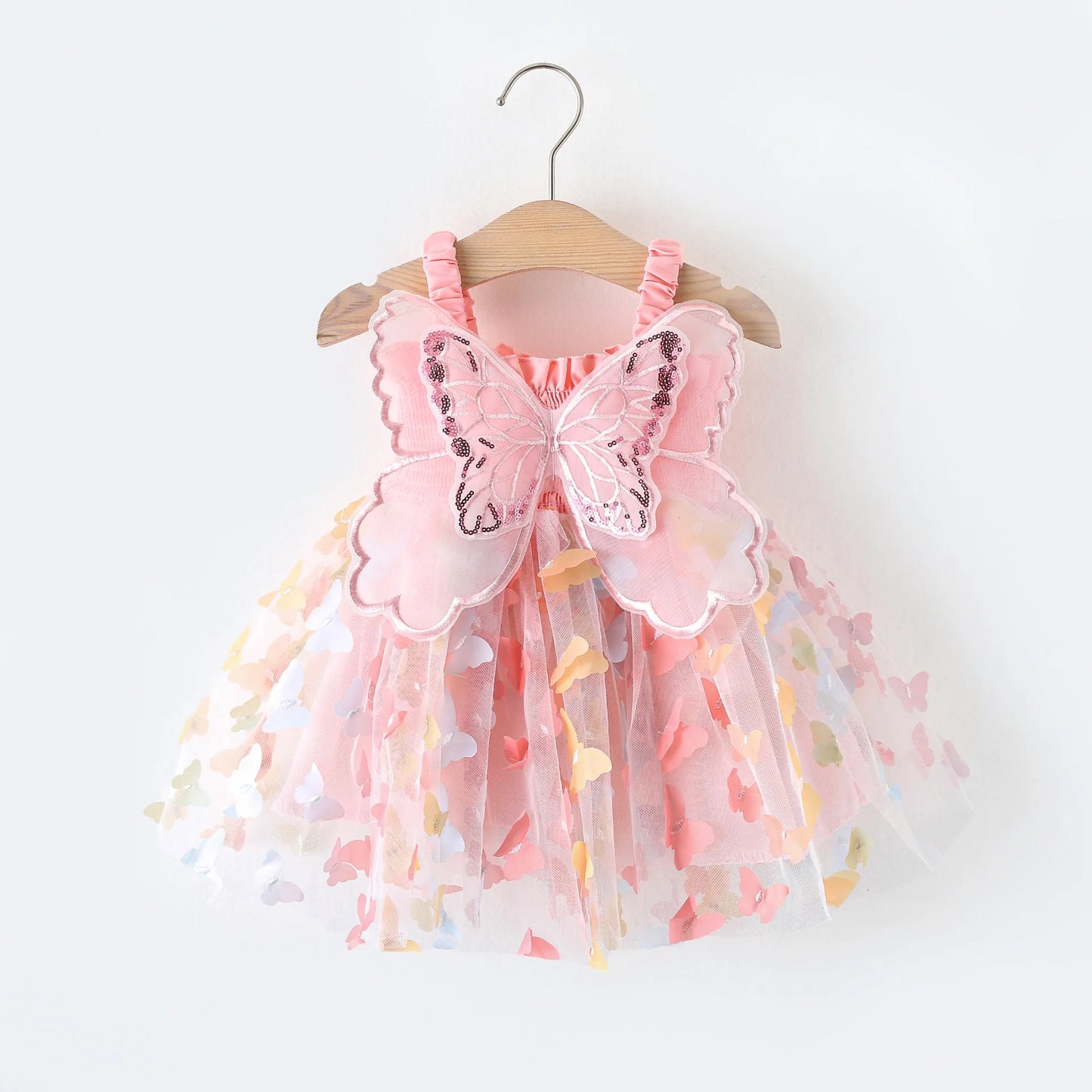 Vestido de princesa para festa de aniversário com alça, bordado de borboleta
